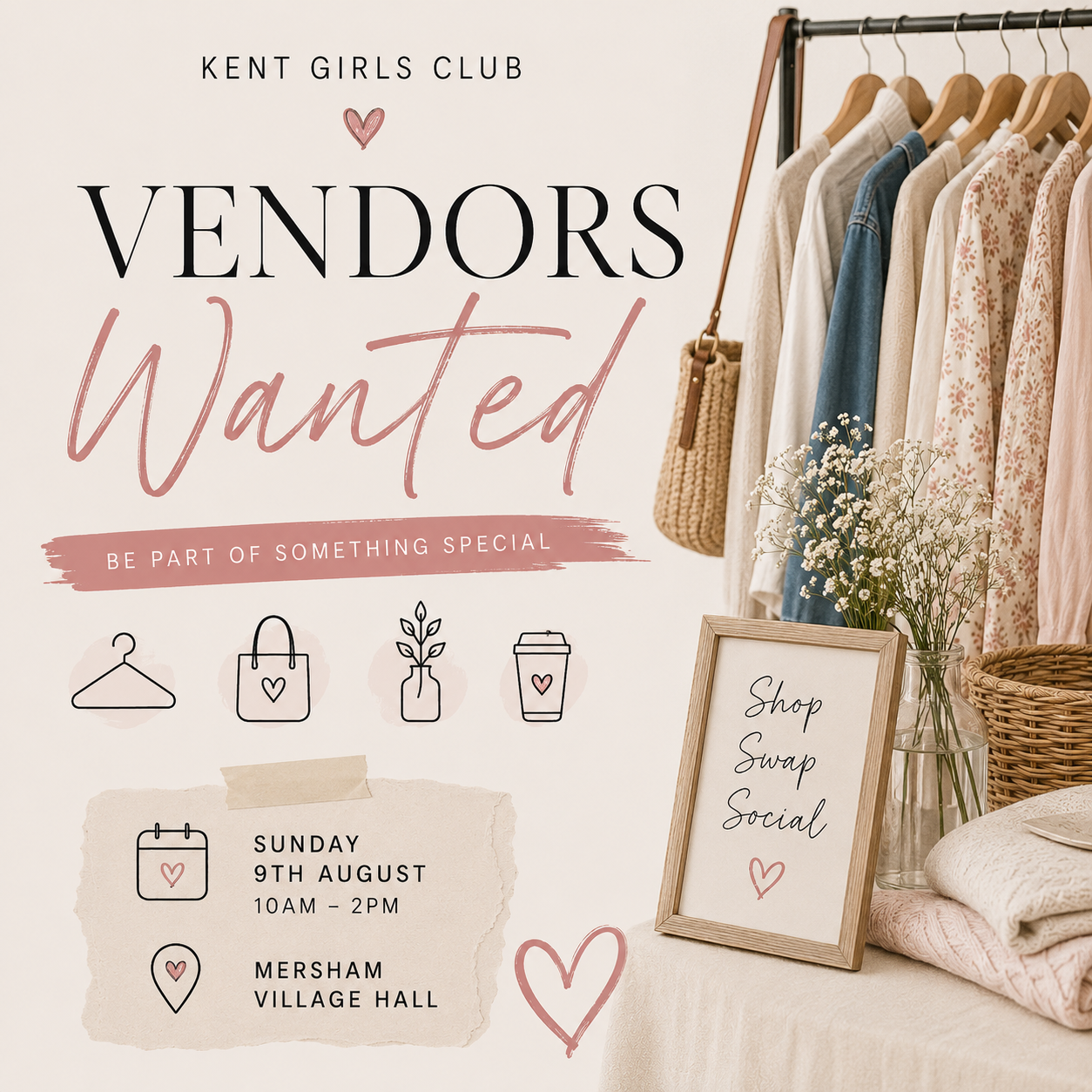 ✨KENT GIRLS MARKET DAY MERSHAM VILLAGE HALL 👛👚